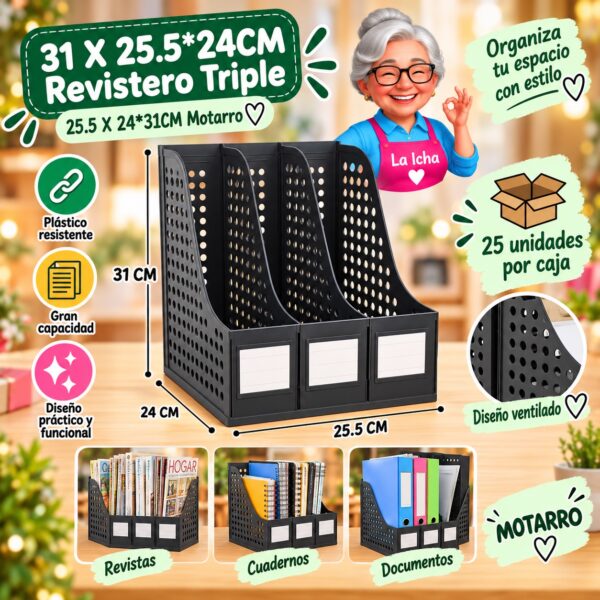 RI-0008108 31 X 25.5*24CM Revistero Triple 25.5 X 24*31CM Motarro