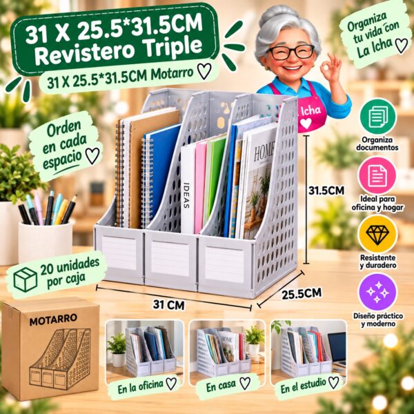 RI-0008109 31 X 25.5*31.5CM Revistero Triple 31 X 25.5*31.5CM Motarro