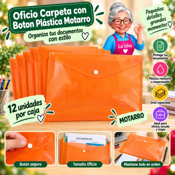 RI-0008145 Oficio Carpeta con Boton Plástica Motarro