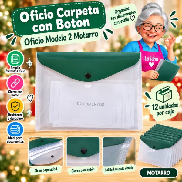 RI-0008148 Oficio Plástica Carpeta con Boton Oficio Plástica Modelo 2 Motarro