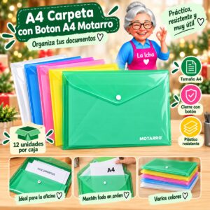 RI-0008152 A4 Plástica Carpeta con Boton A4 Plástica Motarro