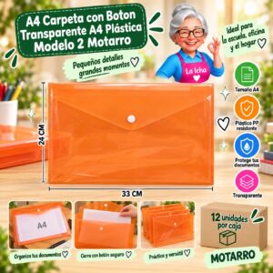 RI-0008155 A4 Carpeta con Boton Transparente A4 Plástica Modelo 2 Motarro