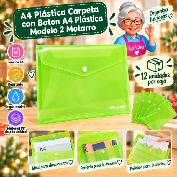 RI-0008158 A4 Plástica Carpeta con Boton A4 Plástica Modelo 2 Motarro