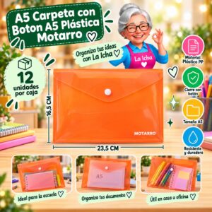 RI-0008162 A5 Plástica Carpeta con Boton A5 Plástica Motarro