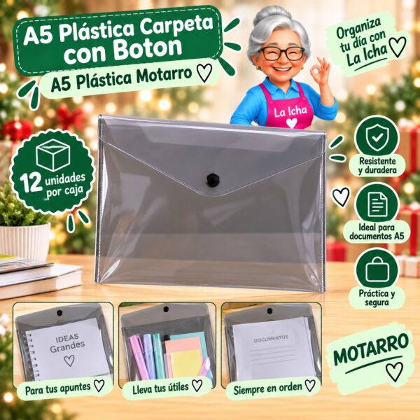 RI-0008163 A5 Carpeta con Boton A5 Plástica Motarro