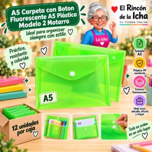 RI-0008168 A5 Carpeta con Boton Fluorescente A5 Plástica Modelo 2 Motarro