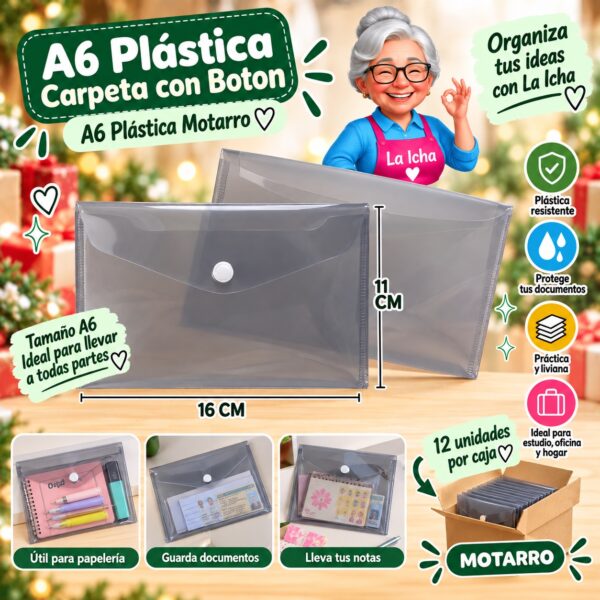 RI-0008175 A6 Plástica Carpeta con Boton A6 Plástica Motarro