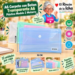 RI-0008177 A6 Carpeta con Boton Transparente A6 Plástica Modelo 2 Motarro