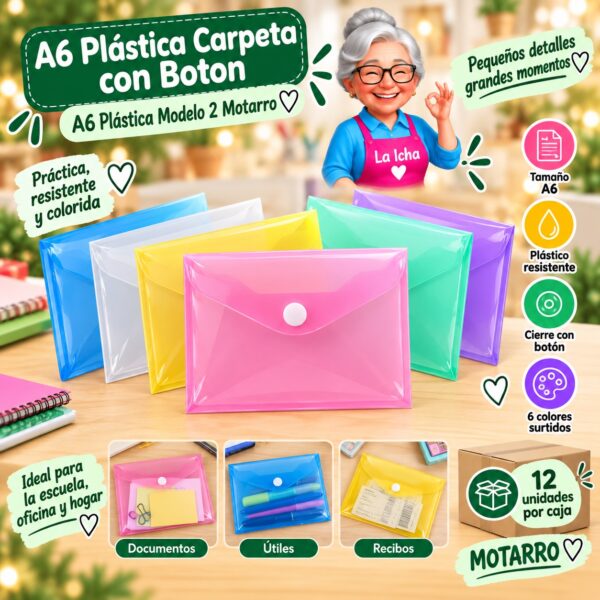 RI-0008179 A6 Plástica Carpeta con Boton A6 Plástica Modelo 2 Motarro