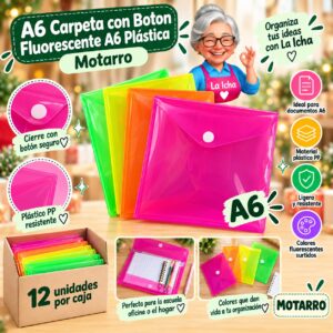 RI-0008180 A6 Carpeta con Boton Fluorescente A6 Plástica Motarro