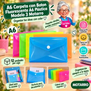 RI-0008182 A6 Carpeta con Boton Fluorescente A6 Plástica Modelo 3 Motarro