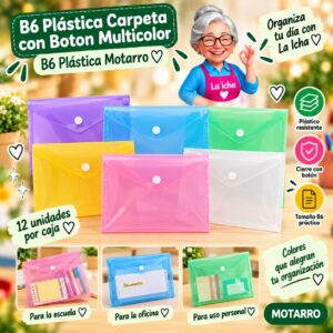RI-0008187 B6 Plástica Carpeta con Boton Multicolor B6 Plástica Motarro