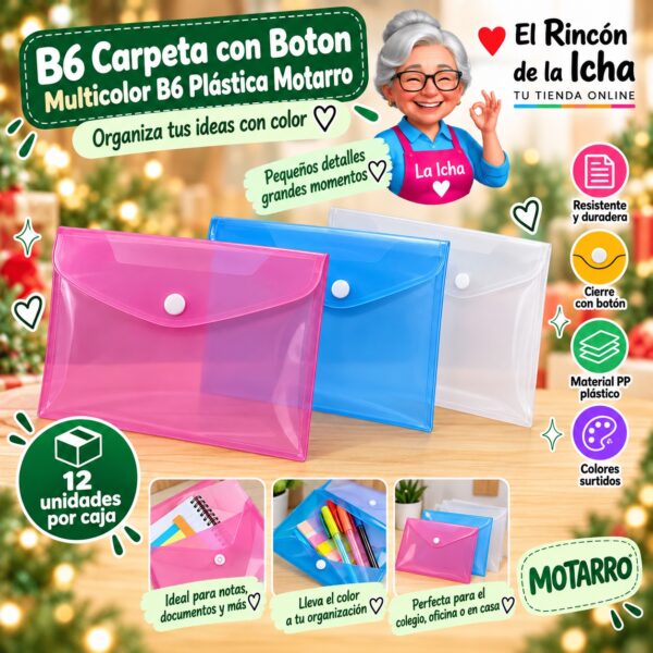 RI-0008189 B6 Carpeta con Boton Multicolor B6 Plástica Motarro