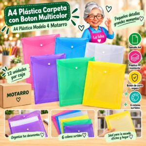 RI-0008192 A4 Plástica Carpeta con Boton Multicolor A4 Plástica Modelo 4 Motarro