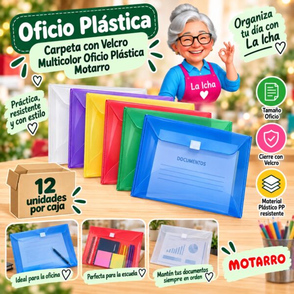 RI-0008193 Oficio Plástica Carpeta con Velcro Multicolor Oficio Plástica Motarro