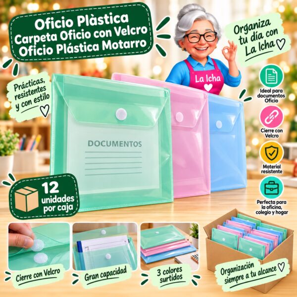RI-0008194 Oficio Plástica Carpeta Oficio con Velcro Oficio Plástica Motarro