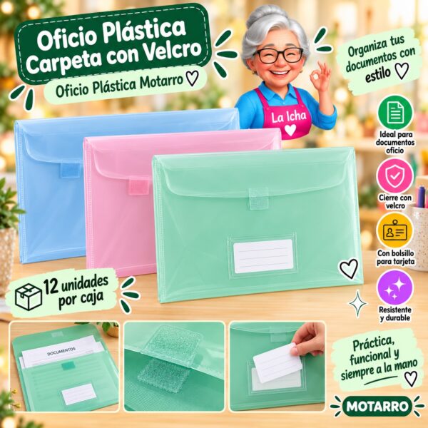 RI-0008195 Oficio Plástica Carpeta con Velcro Oficio Plástica Motarro