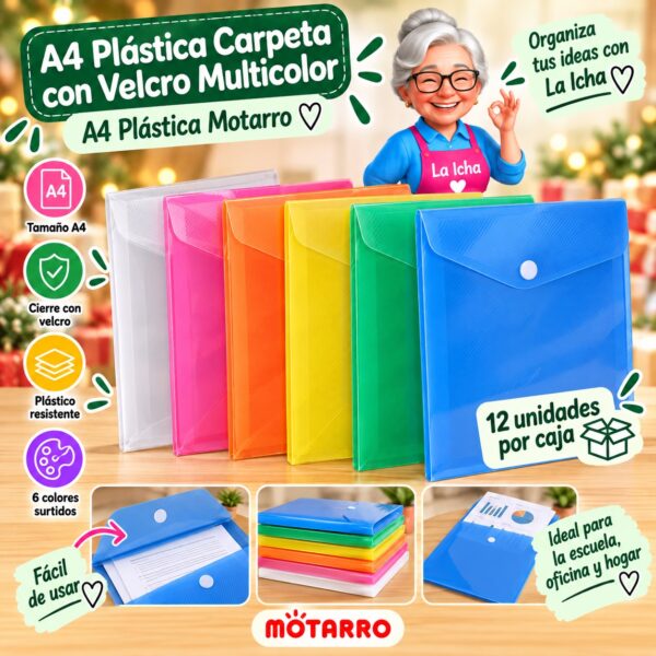 RI-0008196 A4 Plástica Carpeta con Velcro Multicolor A4 Plástica Motarro