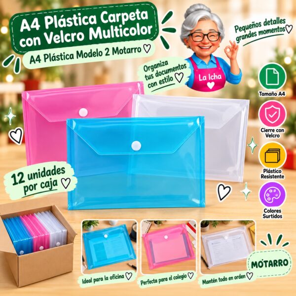 RI-0008197 A4 Plástica Carpeta con Velcro Multicolor A4 Plástica Modelo 2 Motarro