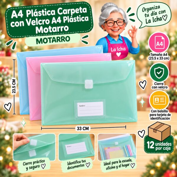 RI-0008198 A4 Plástica Carpeta con Velcro A4 Plástica Motarro