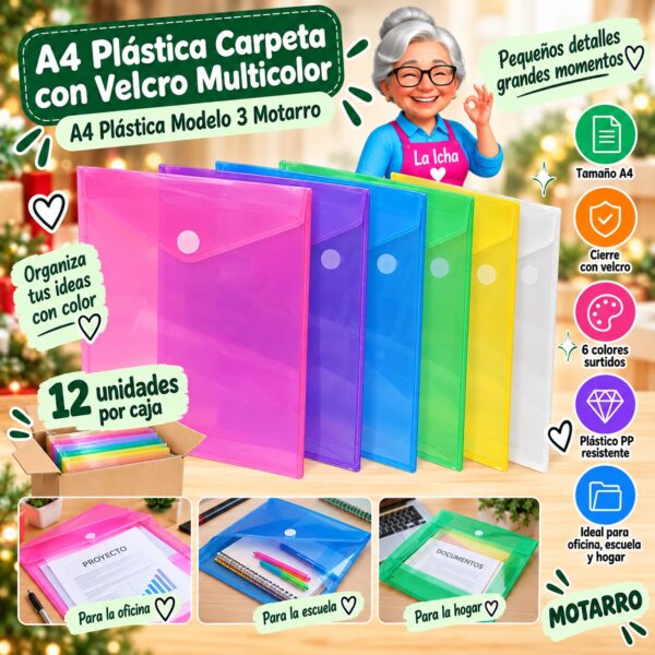 RI-0008202 A4 Plástica Carpeta con Velcro Multicolor A4 Plástica Modelo 3 Motarro