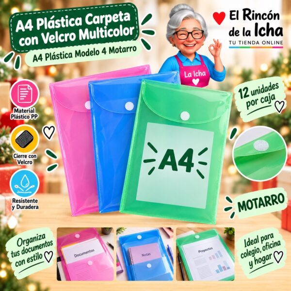 RI-0008203 A4 Plástica Carpeta con Velcro Multicolor A4 Plástica Modelo 4 Motarro