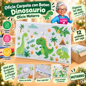 RI-0008206 Oficio Carpeta con Boton Dinosaurio Oficio Motarro