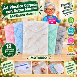 RI-0008211 A4 Plástica Carpeta con Boton Marmol A4 Plástica Motarro