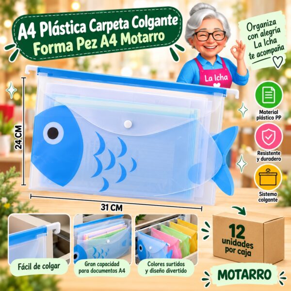 RI-0008213 A4 Plástica Carpeta Colgante Forma Pez A4 Motarro