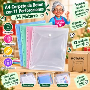 RI-0008214 A4 Carpeta de Boton con 11 Perforaciones A4 Motarro