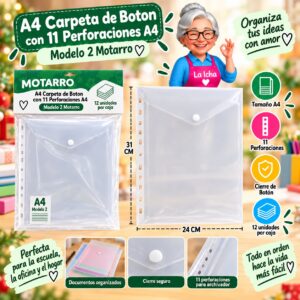RI-0008215 A4 Carpeta de Boton con 11 Perforaciones A4 Modelo 2 Motarro