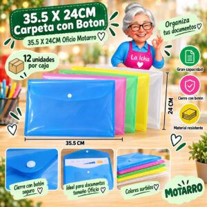 RI-0008221 35.5 X 24CM Carpeta con Boton 35.5 X 24CM Oficio Motarro