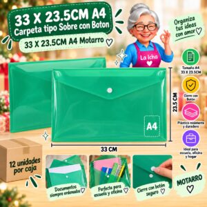 RI-0008222 33 X 23.5CM A4 Carpeta tipo Sobre con Boton 33 X 23.5CM A4 Motarro