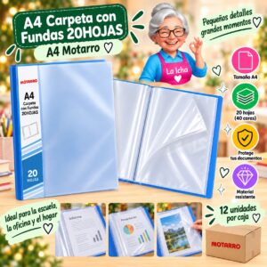 A4 Carpeta con Fundas 20HOJAS A4 Motarro