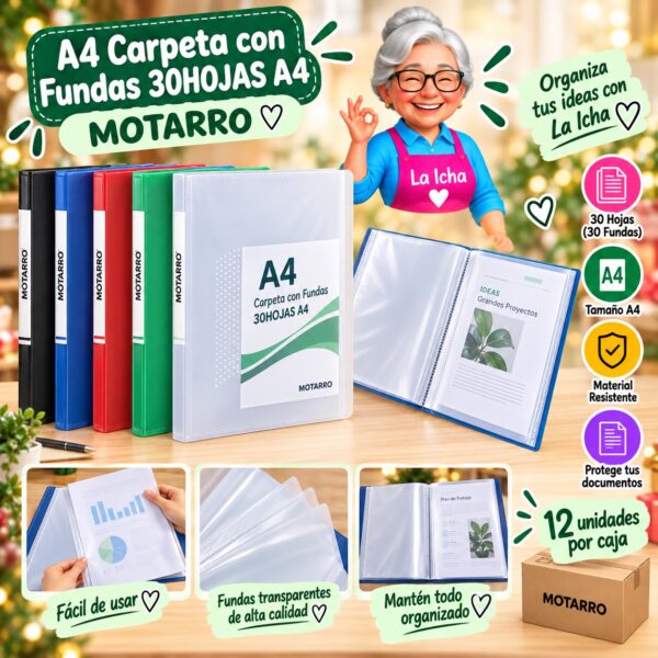 RI-0008227 A4 Carpeta con Fundas 30HOJAS A4 Motarro