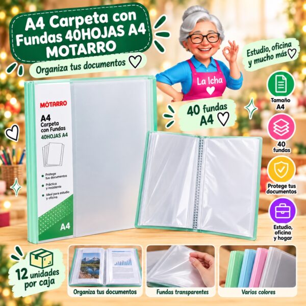 RI-0008228 A4 Carpeta con Fundas 40HOJAS A4 Motarro