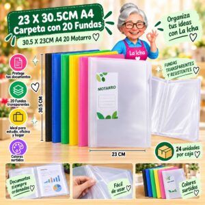 23 X 30.5CM A4 Carpeta con 20 Fundas 30.5 X 23CM A4 20 Motarro