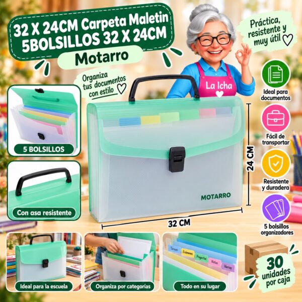RI-0008233 32 X 24CM Carpeta Maletin 5BOLSILLOS 32 X 24CM Motarro
