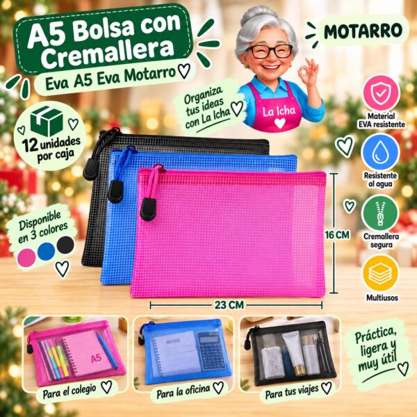 RI-0008238 A5 Bolsa con Cremallera Eva A5 Eva Motarro