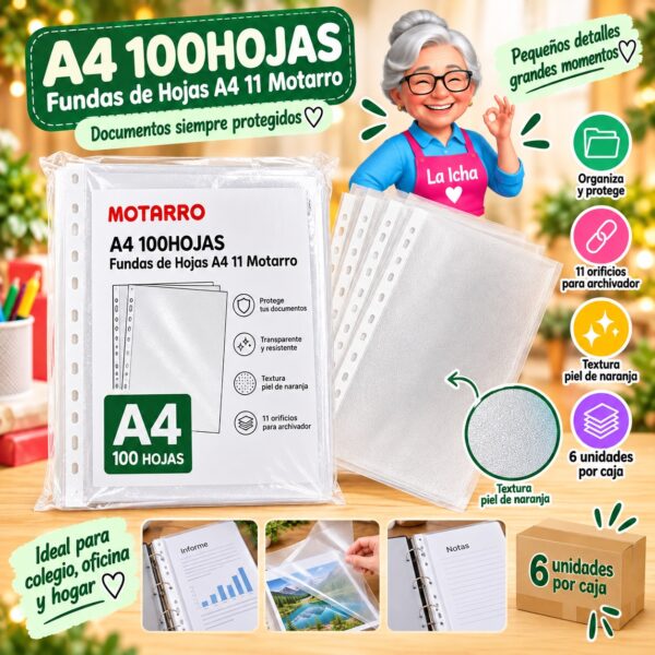 RI-0008247 A4 100HOJAS Fundas de Hojas A4 11 Motarro