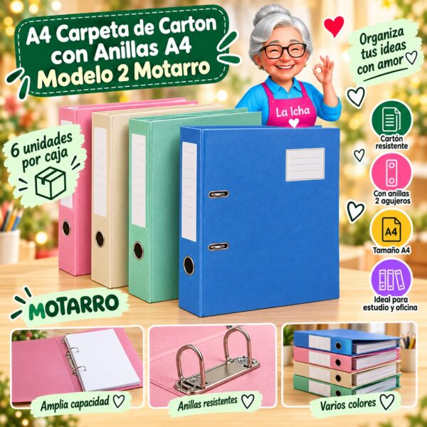 RI-0008250 A4 Carpeta de Carton con Anillas A4 Modelo 2 Motarro