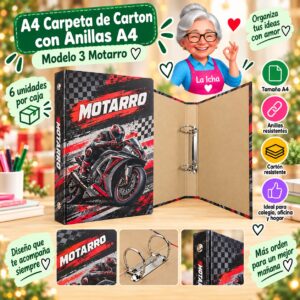 RI-0008251 A4 Carpeta de Carton con Anillas A4 Modelo 3 Motarro