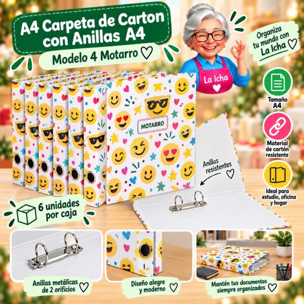 RI-0008252 A4 Carpeta de Carton con Anillas A4 Modelo 4 Motarro