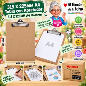 315 X 225MM A4 Tabla con Apretador 315 X 228MM A4 Motarro