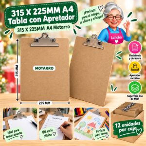 315 X 225MM A4 Tabla con Apretador 315 X 225MM A4 Motarro