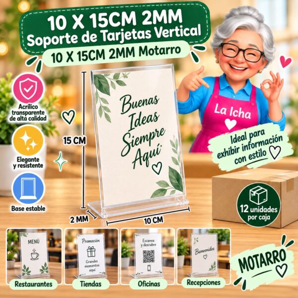 RI-0008261 10 X 15CM 2MM Soporte de Tarjetas Vertical 10 X 15CM 2MM Motarro