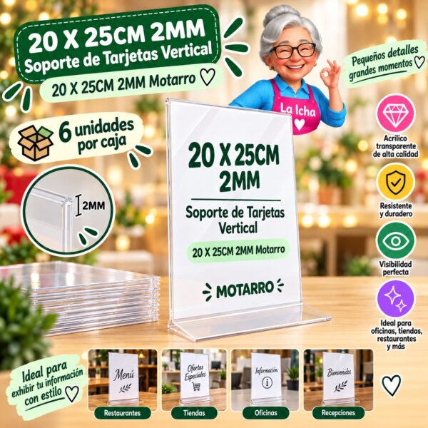 RI-0008264 20 X 25CM 2MM Soporte de Tarjetas Vertical 20 X 25CM 2MM Motarro