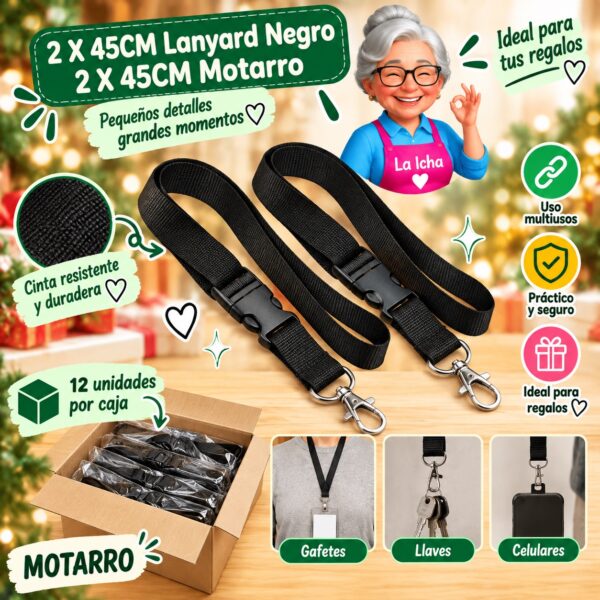 RI-0008271 2 X 45CM Lanyard Negro 2 X 45CM Motarro