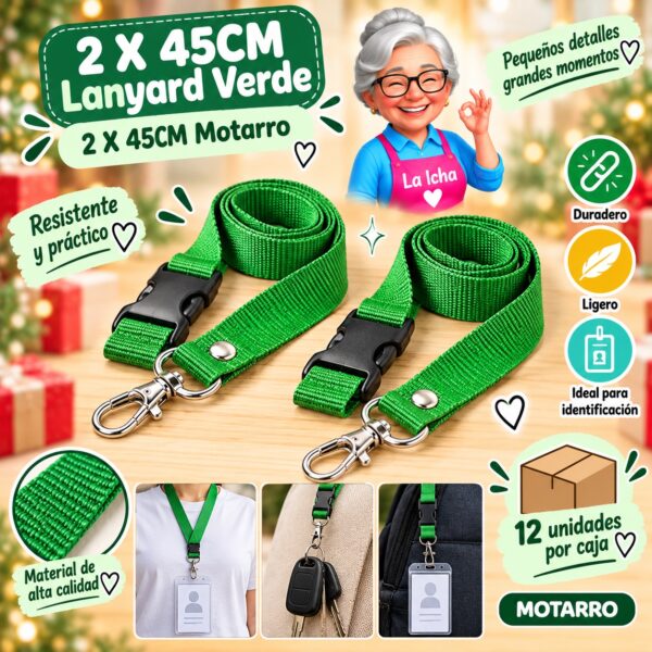 RI-0008273 2 X 45CM Lanyard Verde 2 X 45CM Motarro