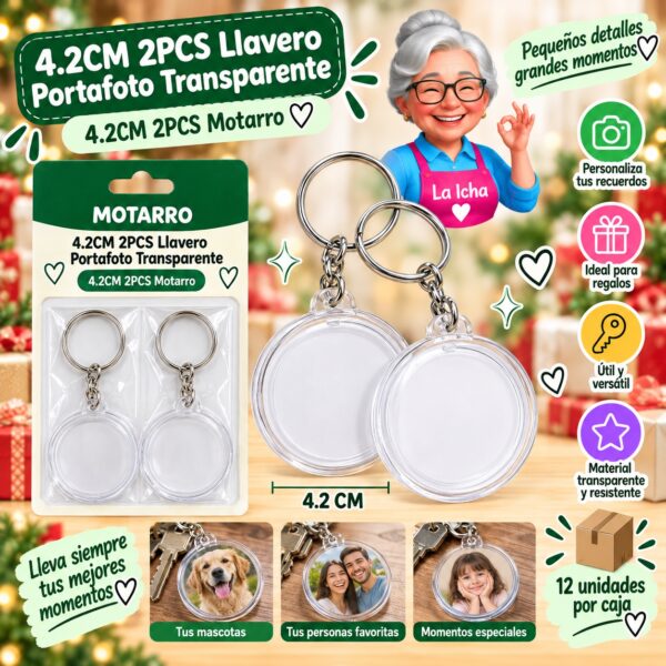 RI-0008275 4.2CM 2PCS Llavero Portafoto Transparente 4.2CM 2PCS Motarro